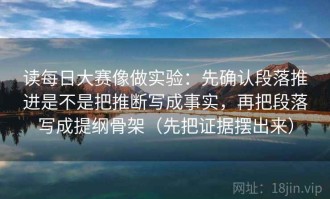 读每日大赛像做实验：先确认段落推进是不是把推断写成事实，再把段落写成提纲骨架（先把证据摆出来）